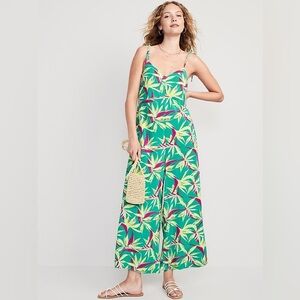 Old Navy Tropical Leaf Print Jumpsuit